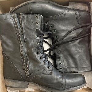 Steve Madden Black Leather Combat Boots